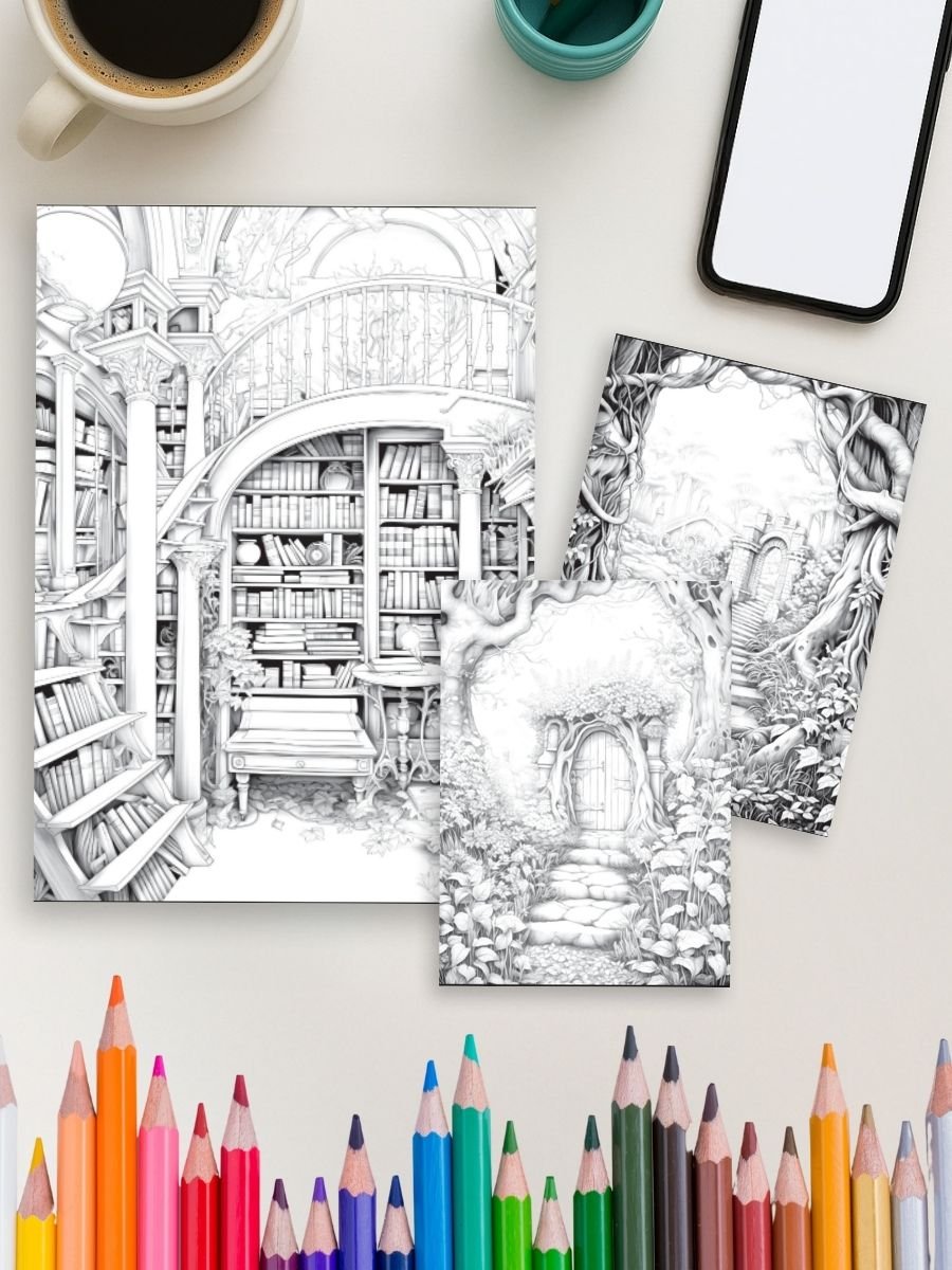 Gateways to Enchantment – 200 Fairy Portal Coloring Pages - Image 4