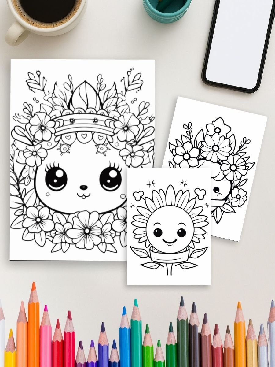 Kawaii Cuties – 130 Adorable Everyday Object Coloring Pages - Image 3